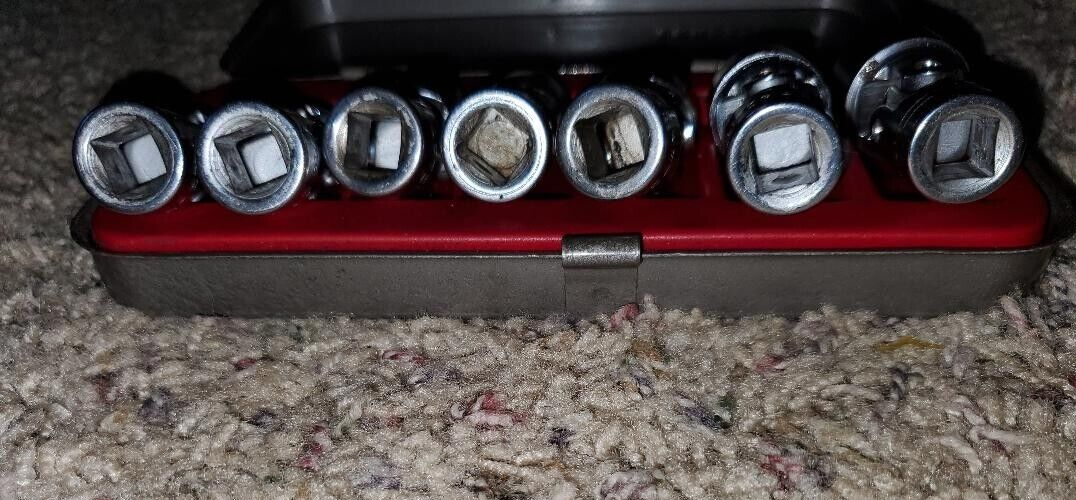 Vintage Craftsman 3/8 drive Flexible SAE 7pc Swivel Socket V Set 12pt w