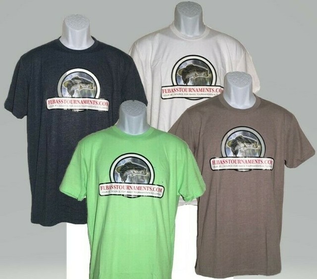 FLBASSTOURNAMENTS.COM T SHIRT Tee Florida Bass Fishing S M L XL blue green white FLBASSTOURNAMENTS.COM T SHIRT Tee Florida Bass Fishing S M L XL blue green white
