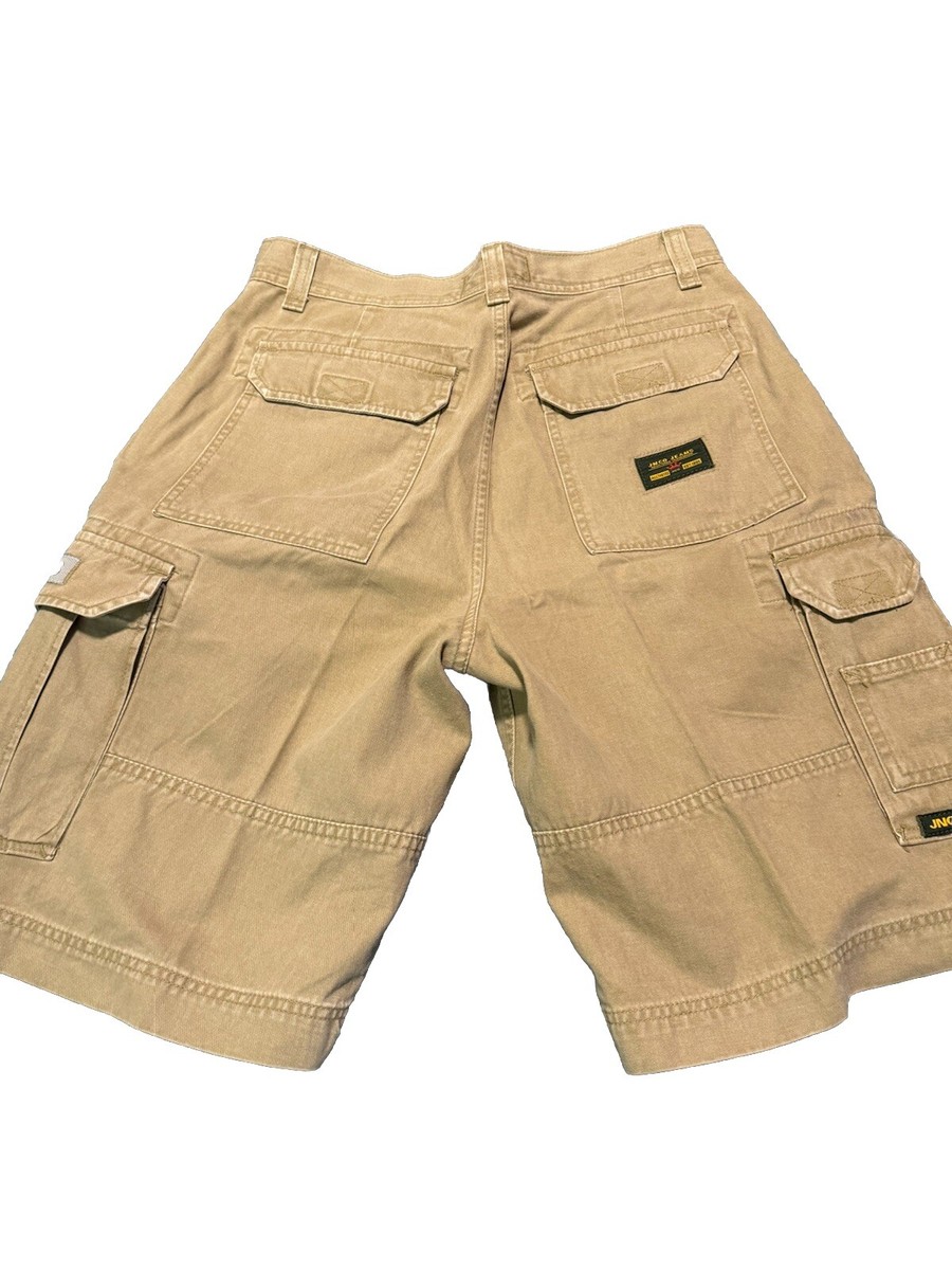 🛹🔥Vintage JNCO Khaki Cargo Shorts Embroidered Flaming 🛹🔥Vintage JNCO Khaki Cargo Shorts Embroidered Flaming