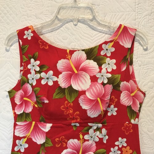 Vintage Ui Maikai Hawaiian maxi Dress Bark cloth boho floral tropical 60 70s Med - Picture 2 of 8
