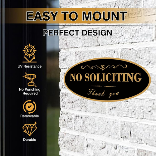 2 Pack No Soliciting Sign for House, Strong Self-Adhesive Acrylic No Soliciting - Picture 3 of 7
