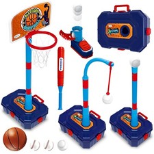 4 in 1 Basketball Hoop for Kids 1-3, 3-5, Toddler Basketball Goal and T Ball ...
