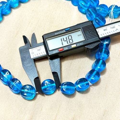 Aqua Bottle Blue Transparent Chunky Glass Beads, Unused Vintage - 16", 2 Strands - Picture 5 of 6
