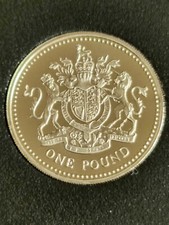 1998 Elizabeth II £1 One Pound PROOF Coin, Royal Arms 🇬🇧
