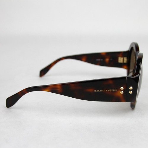 $375 Nuevas Gafas de Sol Alexander McQueen Havana Acetato Redondas AM0032S 429178 2302 - Imagen 6 de 9