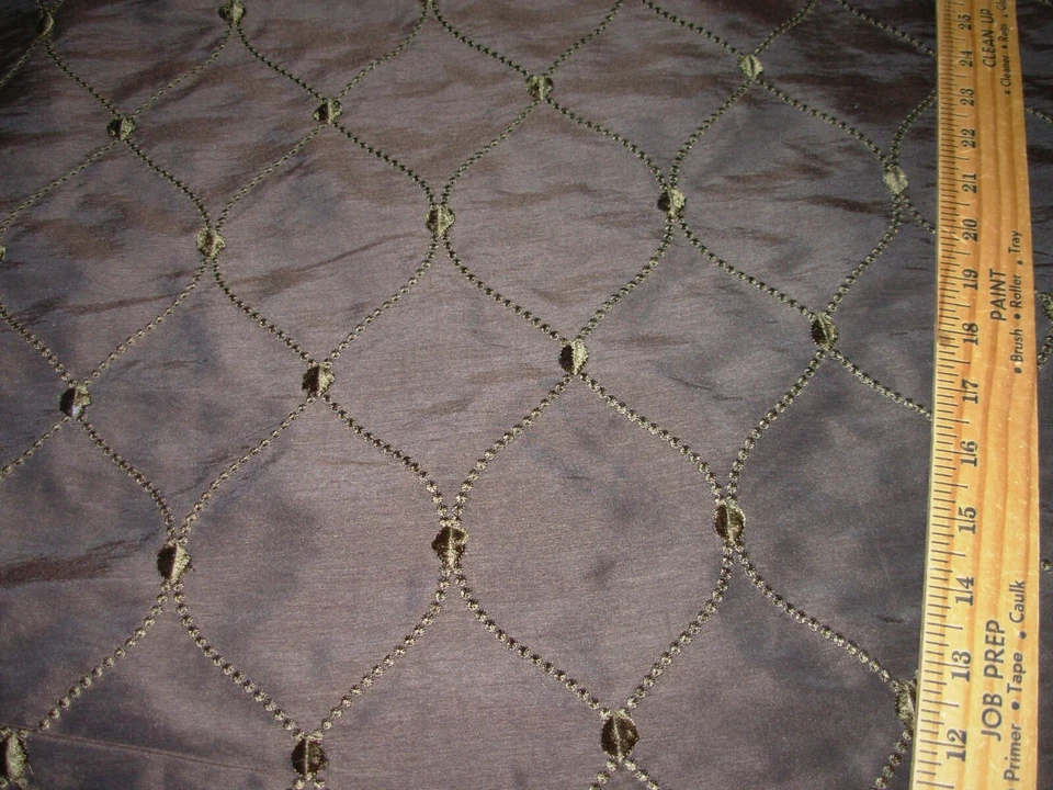 TELA DE TAPICERÍA CORTINAS BORDADAS ENREJADO DE SEDA SINTÉTICA FABRICUT 7 YARDAS POR MENOS Foto 2 de 3