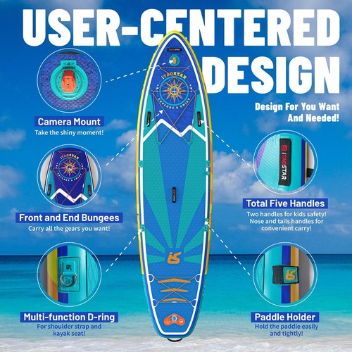 D01A 11’X 34” Extra Wide Paddle Board for More Balance, More Safe St... - Picture 5 of 6