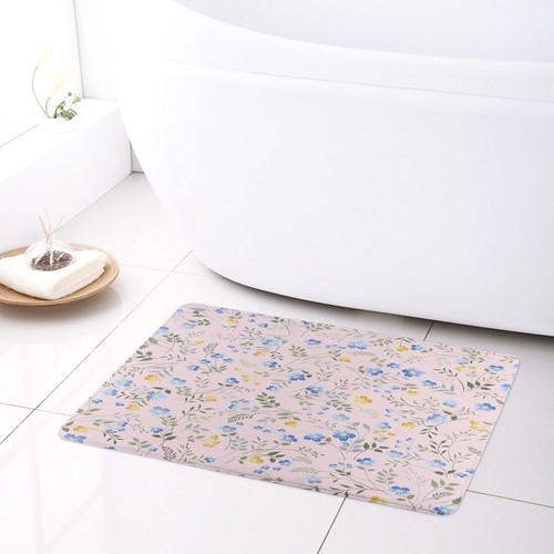 Garden Blue and Yellow Wildflower Pink Shower Curtain Bathroom Accessories Set - Picture 14 of 21