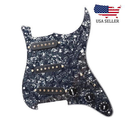 Loaded Strat Pickguard Prewired SSS Pickguard with Ceramic Pickups Black Pearl