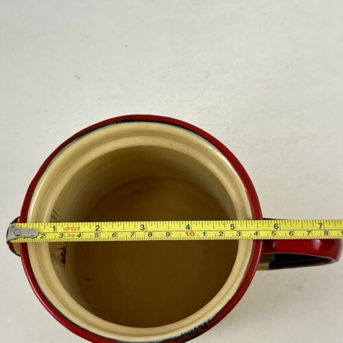 Vintage 1940s Enamel Coffee Pot Tan With Red Lid And Trim - Picture 17 of 19