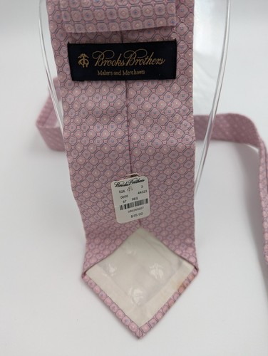 Brooks Brothers Made in New York Pink Geometric Tie New/W Tags $95 Msrp - Picture 3 of 5