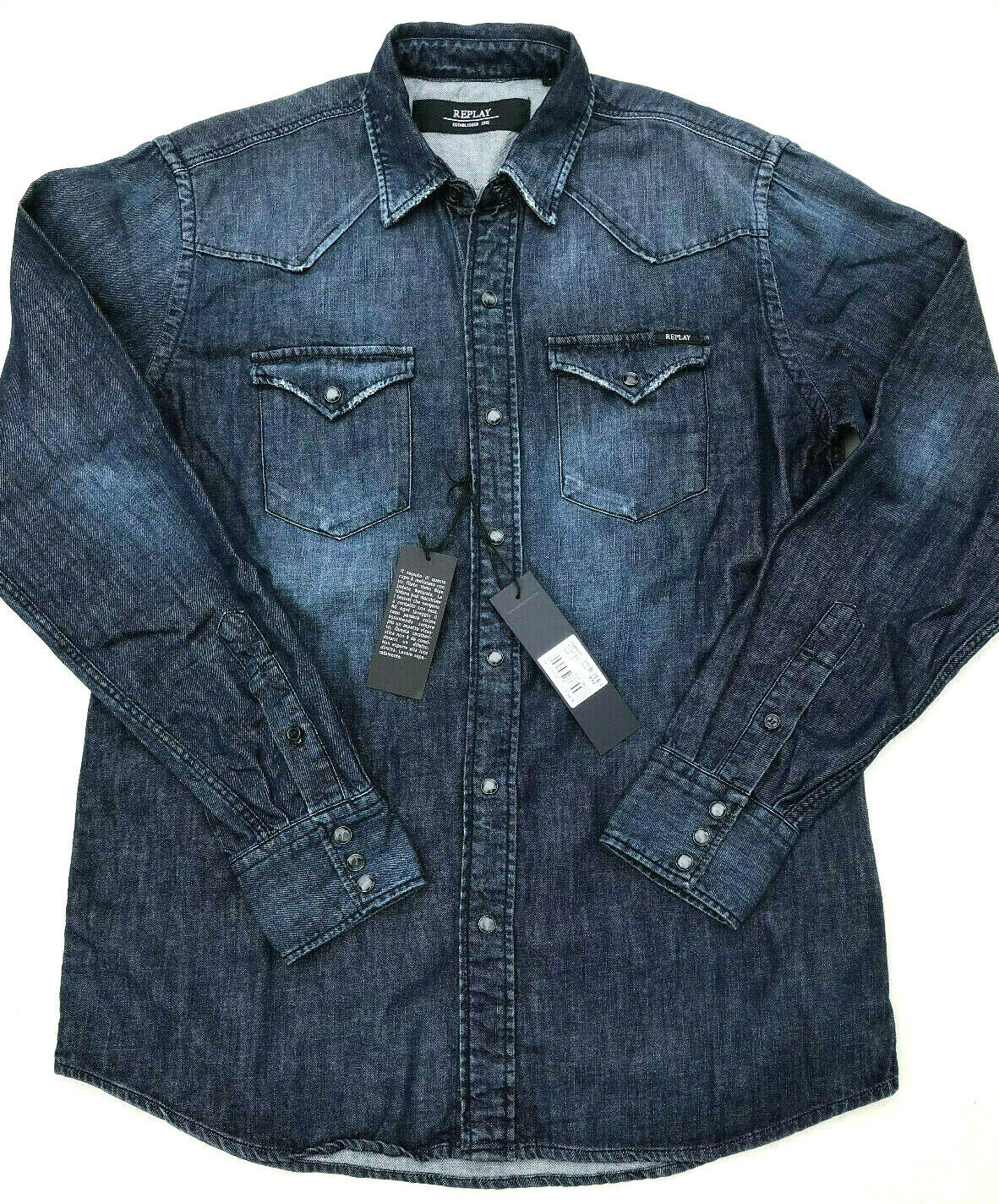 voordeel terug Dwars zitten REPLAY Denim Shirt in Blue Denim with Pearl Snap Button Closure Size L 8050037374478 | eBay voordeel terug Dwars zitten REPLAY Denim Shirt in Blue Denim with Pearl Snap Button Closure Size L 8050037374478 | eBay