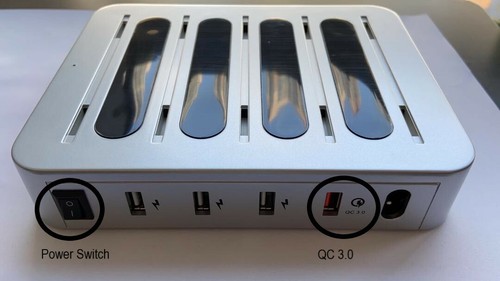 4 Port USB Charging Station  - Multi Device Charger Organizer -Silver - Picture 2 of 4