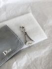 silver single dangle chain logo Dior statement earring earclip Superman Dogtag