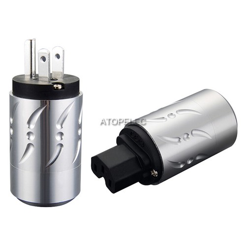 VIBORG Rhodium Plated Pure Red Copper US Male / IEC Female Power Plug HiFi 502 - Picture 4 of 6