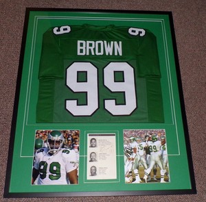 Jerome-Brown-Signed-Framed-32x39-Jersey-amp-Photo-Display-Eagles