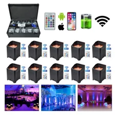 10Pcs Wireless Par Light 6x18W RGBWA+UV Stage Light with WiFi APP Control