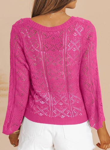 Grobstrick-Cardigan mit 4 Knöpfen Damen Langarm V-Ausschnitt kurz - Bild 10 von 20