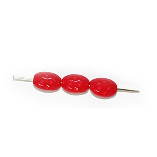 Red Dimple Oval Czech Pressed Glass Beads 10mm (pack of 30) - Picture 2 of 3
