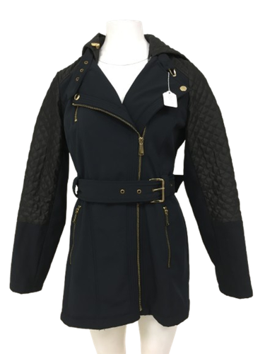 MICHAEL KORS Ladies UK S Navy Fleece Lined Coat Jacket Quilted Hood Pre-Loved - Picture 1 of 11