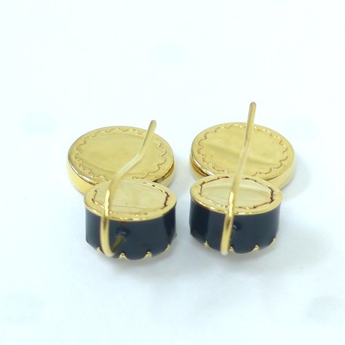Marc Jacobs Crystal Rhinestone Earrings Gold Black Used from Japan - Picture 10 of 24