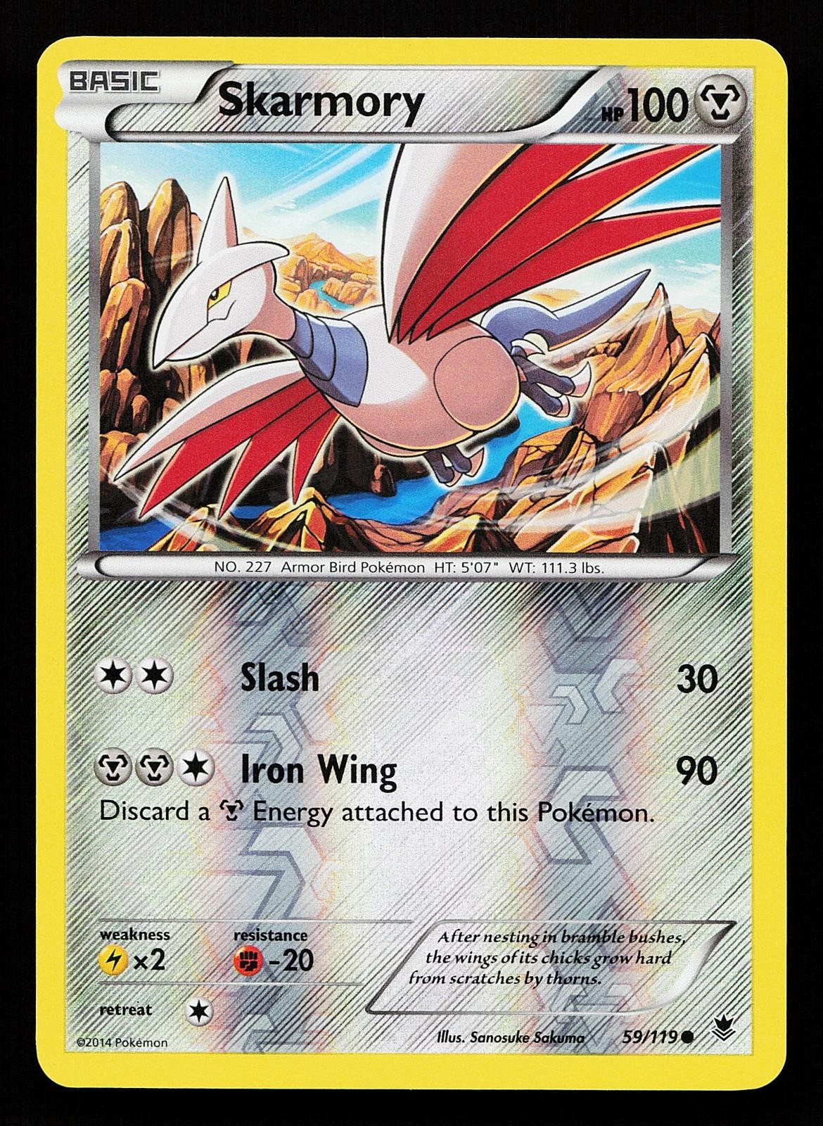 Skarmory 59/119 Reverse Holo Common Phantom Forces Pokemon Card