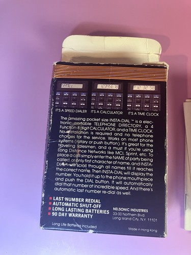 Vintage Insta Dial Memory Dialer Calculator Clock Untested No Battery Pocket - Afbeelding 8 van 8