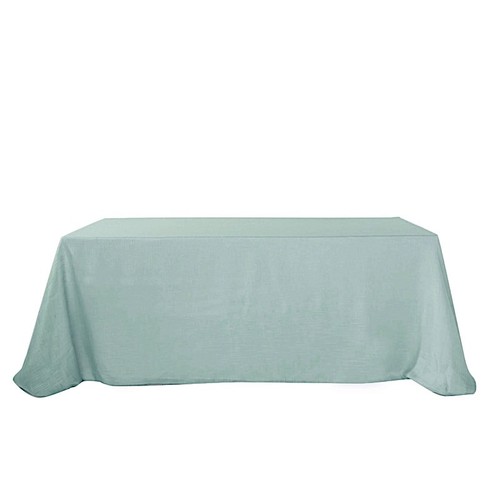 DUSTY BLUE 90x132" Rectangular Premium FAUX BURLAP POLYESTER TABLECLOTH Wedding - Picture 4 of 8