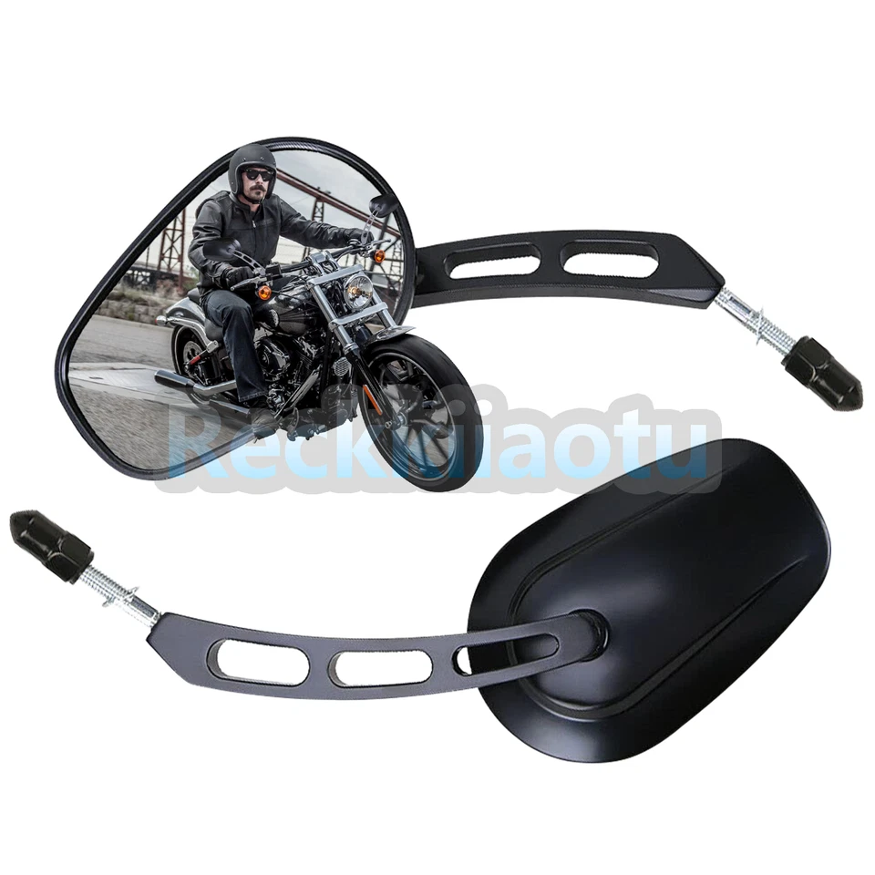 Gloss Black Rear View Mirrors Fit For Harley Touring Street Road Glide Sportster - Imagem 4 de 4