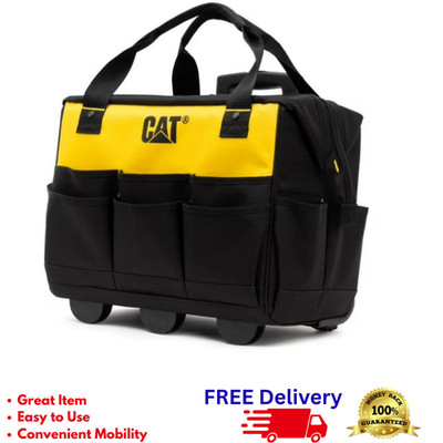 CAT 18'' Rolling Tool Bag 75lb Capacity 16 Pockets Heavy Duty Storage Caterpillar
