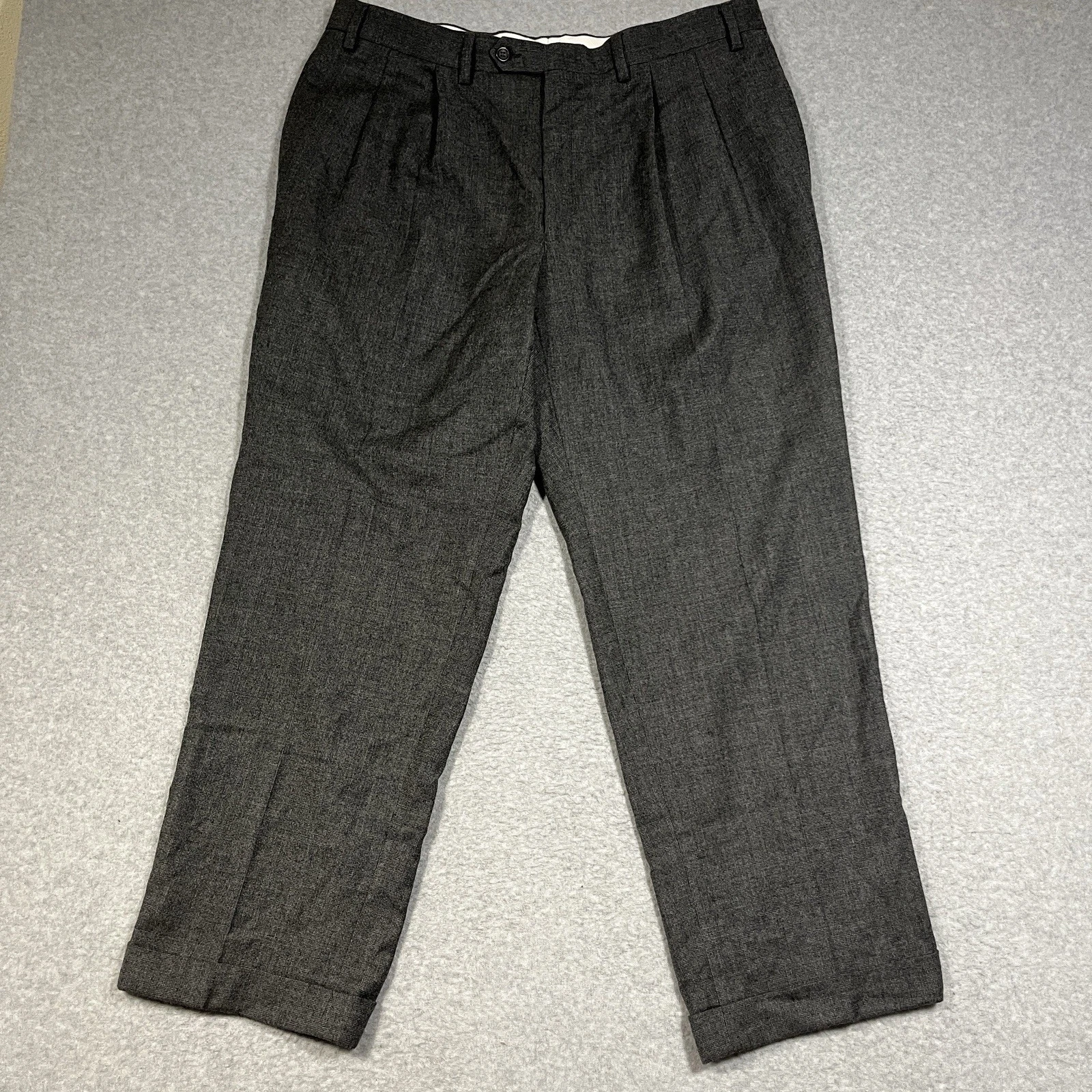 Lauren Ralph Lauren Pants Mens 38x29 (Fit 36x29) Gray Wool Dress Pleat Cuffed
