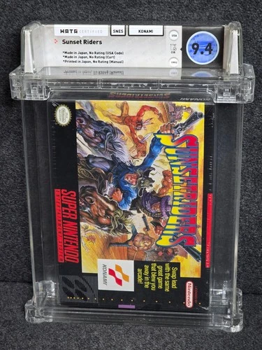 SNES SUNSET RIDERS Wata 9.4 Complete CIB Game Super Nintendo Top Pop Konami RARE
