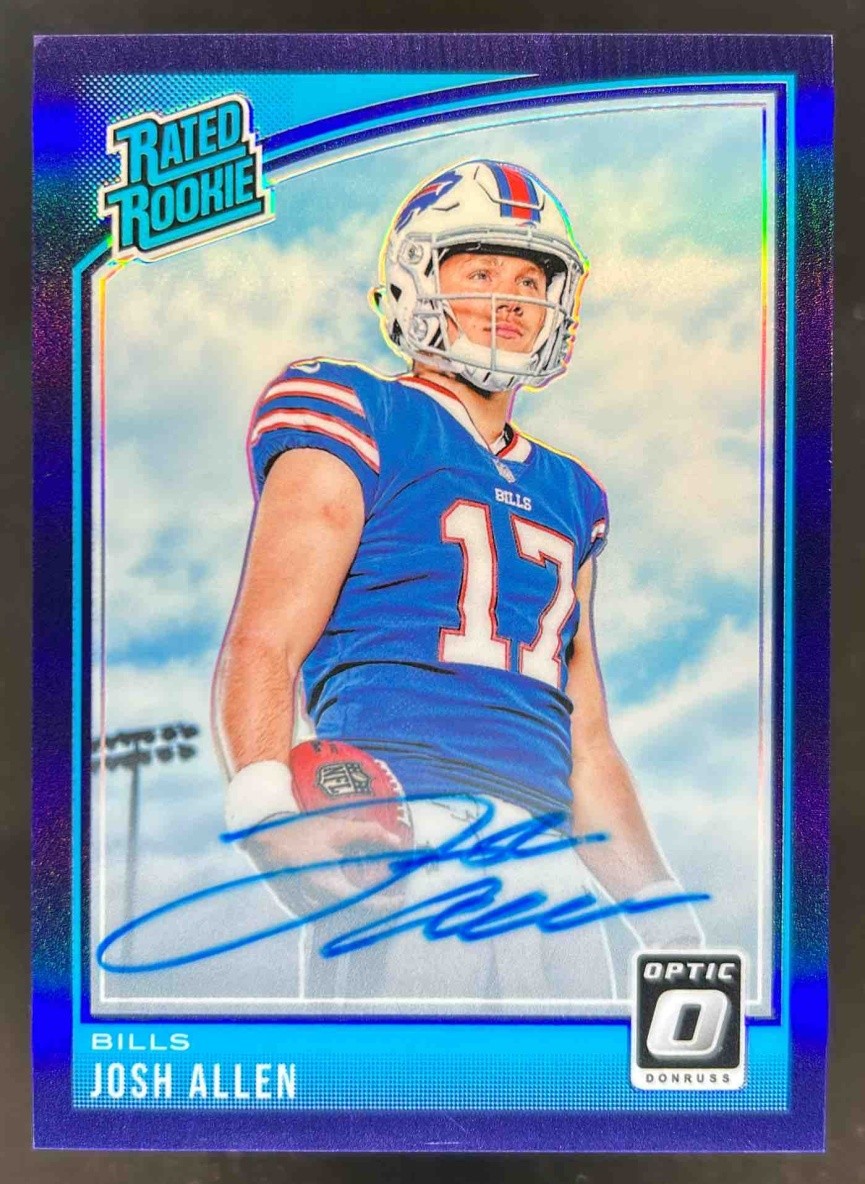 2018 Donruss Optic Josh Allen Rated Rookie Auto Purple RC #30/35 Bills