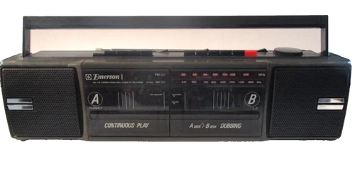 Emerson CTR932 AM FM Portable Radio Tape Recorder Dual Cassette & Speakers