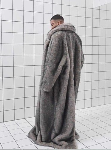 Men's New Coat Fox Fur Lapel Collar Long Trendy Coat Winter Windproof Warm Coat - Picture 13 of 21
