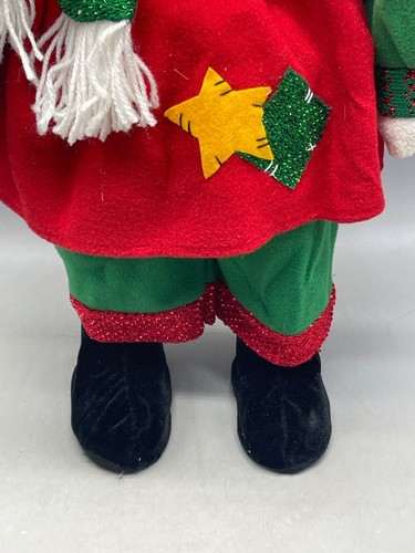 muñeco de nieve de pie decoración navideña peluche porche saludador 25" niña acebo LEER - Imagen 4 de 11