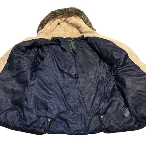 Piumino Lauren Ralph Lauren LRL foderato in pelliccia sintetica con cappuccio blu taglia XL - Foto 2 di 7