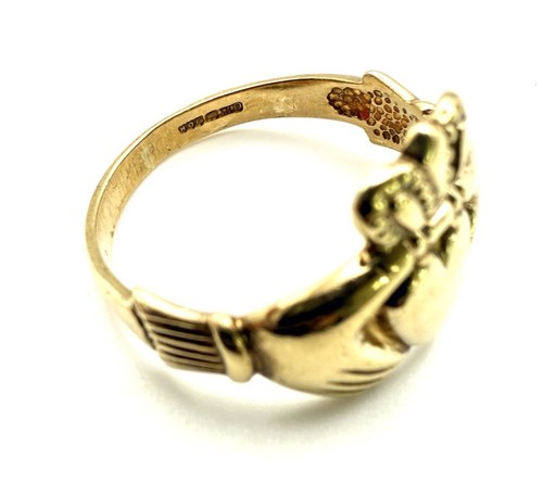 9ct Gold Men’s Claddagh Ring 9K Claddagh Ring Men’s Claddagh Wedding Ring LOVE - Picture 7 of 23