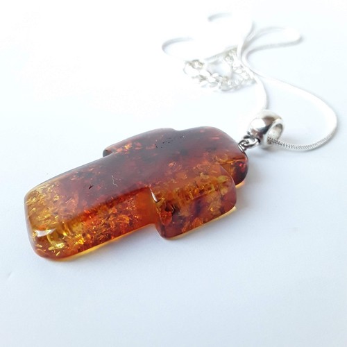 Baltic amber cross pendant necklace Brown Cognac amber Catholic Cross Jewelry - Picture 7 of 14