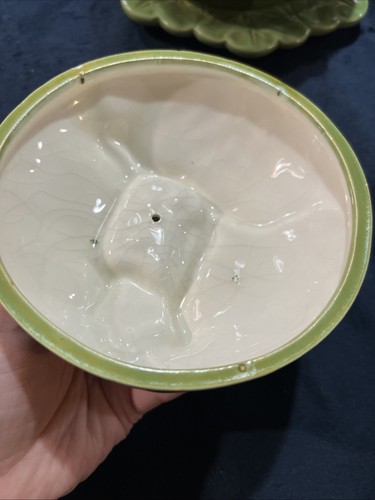 Vtg. Ceramic Holland Mold Green Cabbage Bowl and Plate With Lid - Picture 21 of 21