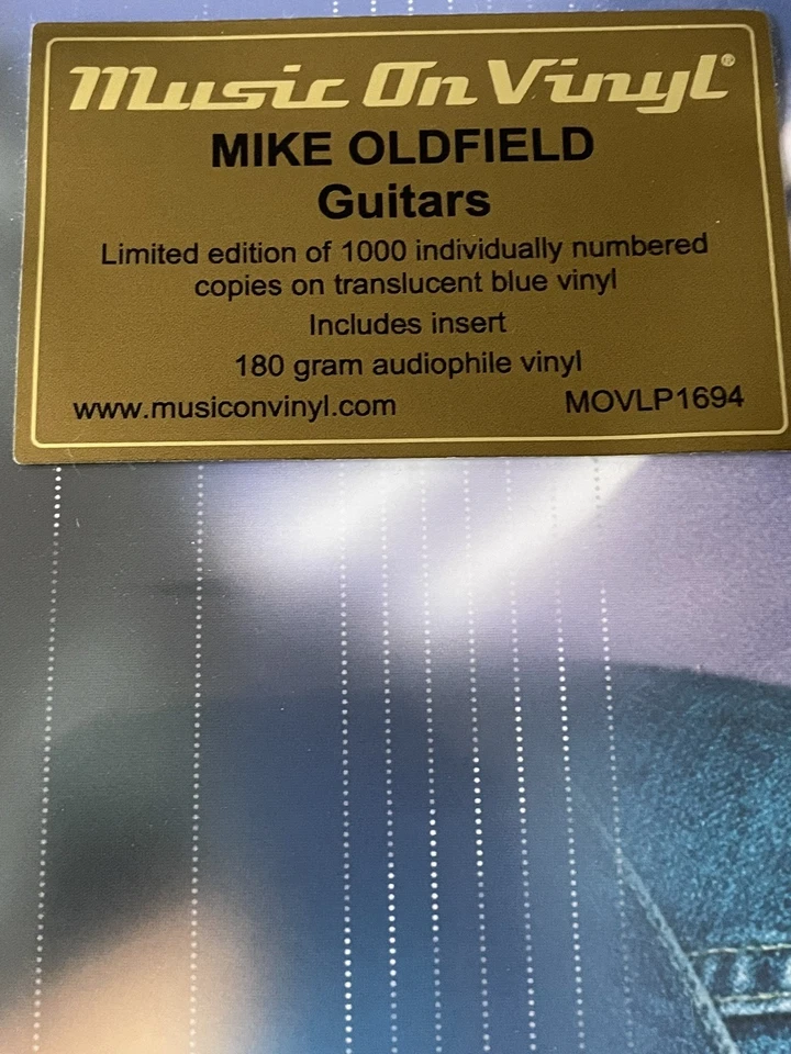 MIKE OLDFIELD GUITARS BLUE VINYL LP 180g  #377/1000 MOV MUSIC ON VINYL NEW LTD - Image 3 of 4