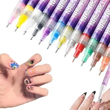 Nail Art Pen Set 12 Colors Doodle Markers for Creative Nail Designs NEW