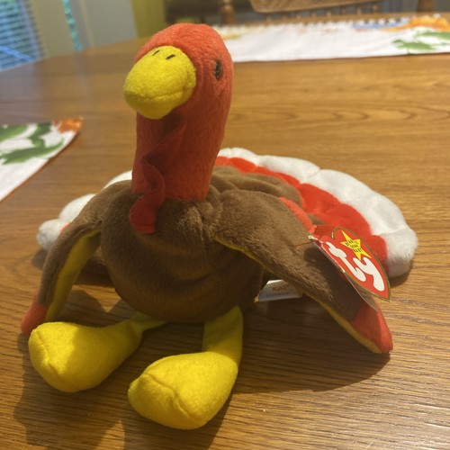 TY BEANIE BABY "GOBBLES" THE TURKEY 1996 ETIQUETA ERRORES COMO NUEVO RETIRADO RARO PVC - Imagen 11 de 13