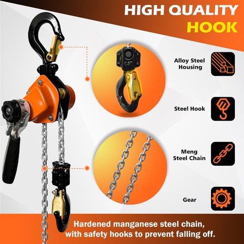 Paranco a catena Ally Steel G80 1100LBS - Strumento a leva manuale durevole e leggero - Foto 4 di 9