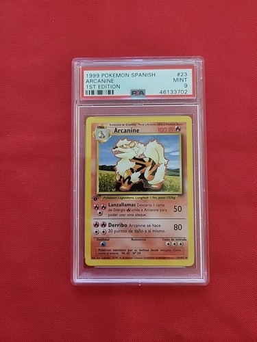 Pokemon: Arcanine #23/102 Base Set 1st Edition SPANISH - Vintage PSA 9 Mint