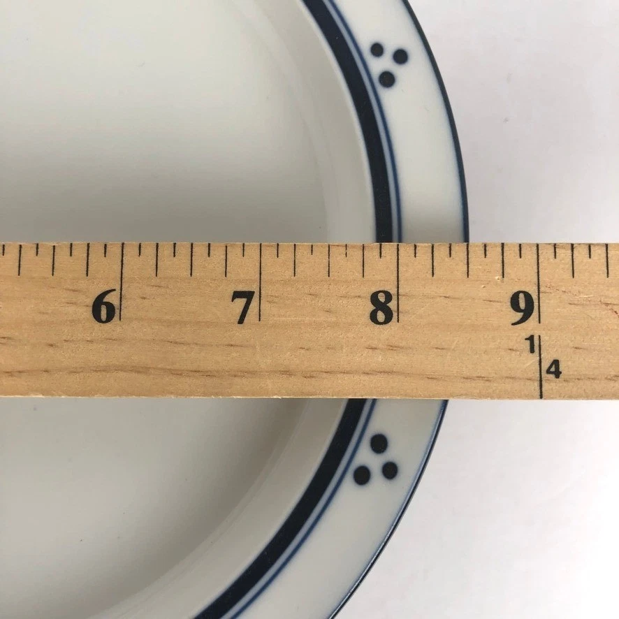 Juego de 8 platos de almuerzo Dansk Bistro 8,5" banda azul y puntos hechos en Japón Foto 3 de 4