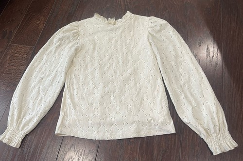 Zara Cream Eyelet  Blouse Girls Size 11/12 Boho Casual Girly Cottage Core
