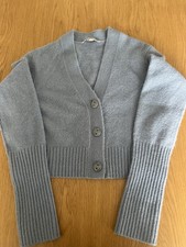All Saints Wick Co Cropped Wool And Alpaca Cardigan Size XS (6-8) Pale Blue VGC