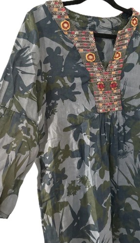 Johnny Was Workshop Dress Womens Sz S Shift Tunic Linen Embroidered Boho Hippie - Picture 2 of 14