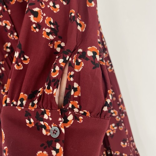 Toast Ume Dress Floral Tiered Shirt Red Midi Sz 10 Pockets Floaty Crepe Viscose - Picture 11 of 14